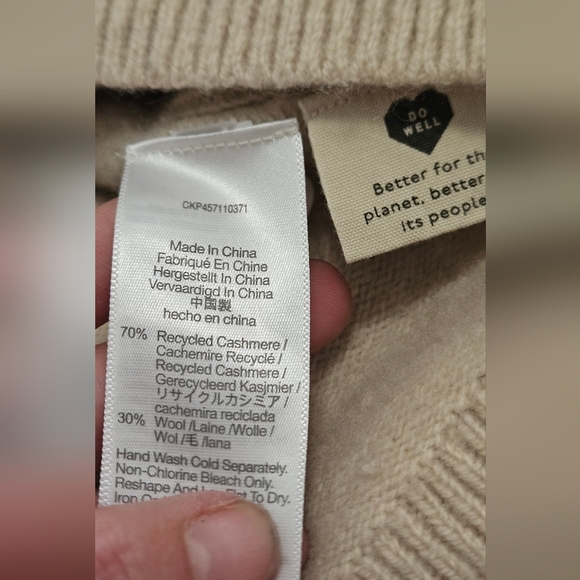 MADEWELL (Re)sourced Cashmere Crewneck Sweater In Heathered Beige. XS - Picture 5 of 15